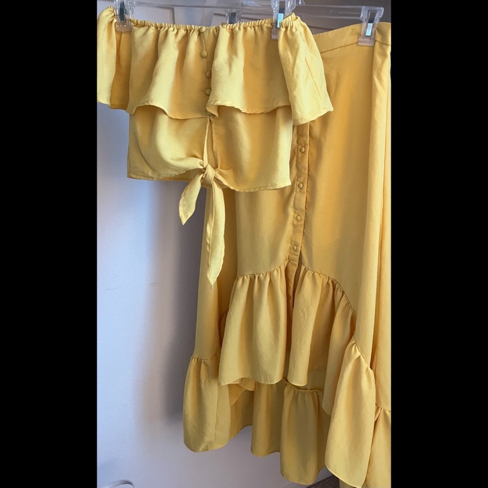 Two Piece Crop Top and High Low Skirt Set